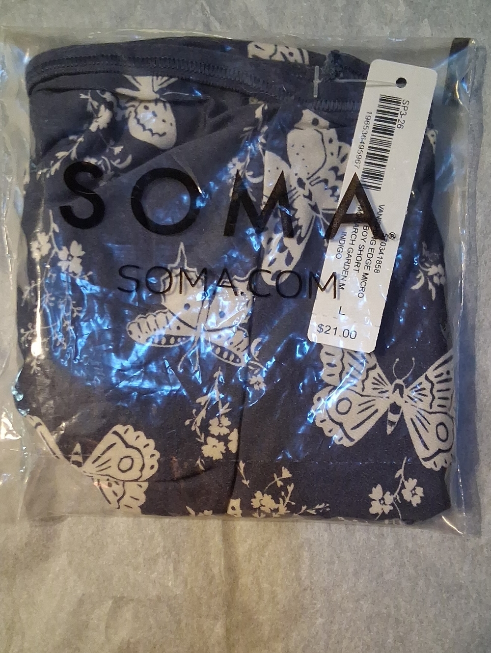 Soma Kids Navy Blue Butterfly Print Boy Shorts